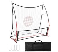 2-in-1 Soccer Rebounder Net, Soccer Rebounder, 1.8 x 1.8 m Small and 1.8 m x 3.6 m Large Rebound Net for Team Volley Passing, Solo Training, Including Carry Bag and 4 Ground Stakes