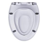 2 in 1 Soft Close Toilet Seat with Adjustable Mounting Base, Thicken Plastic Toilet Seat Lid with Build in Potty Training Seat, Easy to Install and Clean, White