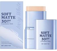 2-in-1 Soft Matte Foundation Stick,Multi-Use Full Coverage Make Up Base,Easily Cover Defects,Waterproof Light Long-Lasting Hydrating,Even Skin Tone,ivory white