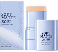 2-in-1 Soft Matte Foundation Stick,Multi-Use Full Coverage Make Up Base,Easily Cover Defects,Waterproof Light Long-Lasting Hydrating,Even Skin Tone,natural