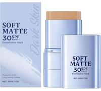 2-in-1 Soft Matte Foundation Stick,Multi-Use Full Coverage Make Up Base,Easily Cover Defects,Waterproof Light Long-Lasting Hydrating,Even Skin Tone,dark skin