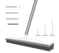2 in 1 Soft Rubber Broom for Floors, 120cm Adjustable Stainless Steels Handle Rubber Sweeping Brush, Hair Removal Brush Lightweight Portable Floor Scrubing Brushes for Hardwood Wooden Floor Tile