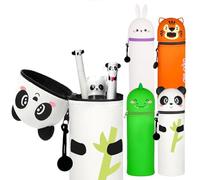 2 in 1 Soft Silicone Pencil Case Colorful with Stationery Included Pen Bag Cute Stereoscopic 2025 Pencil Case Stand up Animal Pen Holder Retractable Silicone for Gifts