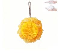 2-in-1 Soft Sunflower Shower Sponge, Shower Puff, Exfoliating Body Puff, Bath Loofah Sponge Balls Mesh Bodys Brush,Gentle Cleaning, Exfoliating Body Scrubbers for Men and Women (Yellow)