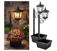 2-in-1 Solar Lamp Post with Planter, 27.2" Waterproof Wrought Iron Solar Light - Retro Style & All-Weather, SolarLamp Post Light with Planter, Outdoor SolarLights for Garden,Patio,Back Door (35in*2)