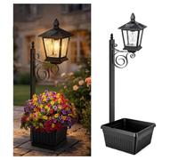 2-in-1 Solar Lamp Post with Planter, 27.2" Waterproof Wrought Iron Solar Light - Retro Style & All-Weather, SolarLamp Post Light with Planter, Outdoor SolarLights for Garden,Patio,Back Door (27.2in)