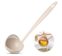 2 in 1 Soup Ladle for Kitchen, Ladle Spoon Soup Strainer with Long Handle for Cooking Easy Serving (Beige)
