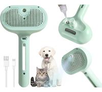 2 in 1 Spray Cat Brush for Shedding - Pet Hair Removal Comb with Water Tank and Release Button, Cat/Dog Steam Brush, Cat Bath Brush, Pet Steam Brush, Cat Brush with Water - Pet Spray Hair Comb (GREEN)
