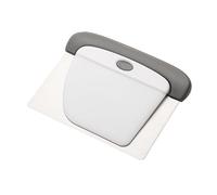 2-in-1 Stainless Steel Dough Scraper & Bench Scraper - Multipurpose Kitchen Tool with Ergonomic Handle for Baking, Pizza Dough, Pastries, Bread & Food Prep - Easy to Clean (Grey+White)