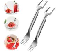 2-in-1 Stainless Steel Fruit Cutter Portable, 2024 New Watermelon Windmill Cutter Slicer Tool, Premium Fruit Watermelon Fork Slicer Cutter Tool for Home Party Camping Kitchen Gadget (2PCS)