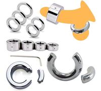 2-in-1 stainless steel magnetic penis ring testicle rings testicle stretcher overweight ball stretcher testicle weight, 20/25/30/35 mm thick cock rings SM penis ring bondage sex toy for men(Penisring/
