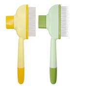 2-in-1 Stainless Steel Pet Grooming Comb Set with Dense Teeth & Massage Bristles for Dogs and Cats - Self-Cleaning Design, ABS Plastic Handle, 20x8.2x2cm, 60g