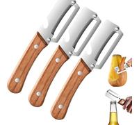2 in 1 Stainless Steel Vegetable Peeler with Wooden Handle, Ergonomic Potato Peeler and Bottle Opener, Sharp Blade for Apple, Kiwi, Orange, Easy Grip Kitchen Tool (6PC)
