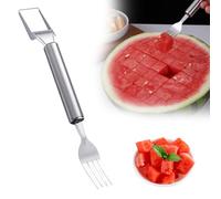 2-in-1 Stainless Steel Watermelon Cutter, 2025 New Fruit Slicer Portable Fruit Fork for Camping, Multifunctional Kitchen Gadget for Home and Parties, Stainless Steel Utensil for Family (1)