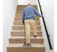 2-in-1 Stair Climbing Assist Cane Half Step Lifts Aid Four legged Crutches Adjustable Seniors Balance Walking Sticks Helper Device to Walk Up and Down Stairs Assist Device, 85-105cm