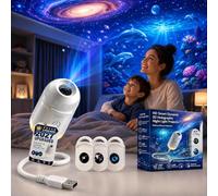 2-in-1 Star Projector Night Light Adjustable LED 3 HD Projection Film