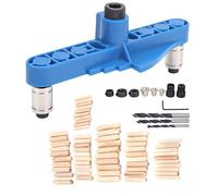 2 - in - 1 Straight Hole Locator Kit, Woodworking Drill Guide Jig, Adjustable Doweling Jig with Inch Scale for Precise Board Splicing, Includes Drill Bits and Dowels for DIY Carpen