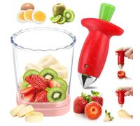 2-in-1 Strawberry Huller with Strawberry Slicer Set，StrawberryCutter，StrawberryCorer Tool，2 Pack (Color-B)