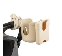 2-in-1 Stroller Cup Holder, Universal Pram Pushchair Drink Holder with Anti-Slip Clip, 360° Rotatable ABS Baby Bottle Holder for Buggy Bike Wheelchair, Easy Install Baby Travel Accessory (White)