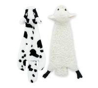 2-in-1 Stuffless Squeaky Dog Toys with Soft, Durable Fabric for Small, Medium, and Large Pets by Best Pet Supplies - No Stuffing for Indoor Play, Sheep, Cow, size M