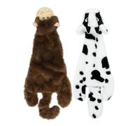 2-in-1 Stuffless Squeaky Dog Toys with Soft, Durable Fabric for Small, Medium, and Large Pets by Best Pet Supplies - No Stuffing for Indoor Play, Cow, Monkey, size S