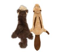 2-in-1 Stuffless Squeaky Dog Toys with Soft, Durable Fabric for Small, Medium, and Large Pets by Best Pet Supplies - No Stuffing for Indoor Play, Monkey, Squirrel, size S