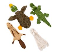 Best Pet Supplies 2-in-1 Stuffless Squeaky Dog Toys with Soft, Durable Fabric for Small, Medium, and Large Pets, No Stuffing for Indoor Play, Holds a Plastic Bottle - 4 Figures, Medium