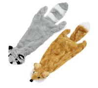 2-in-1 Stuffless Squeaky Dog Toys with Soft, Durable Fabric for Small, Medium, and Large Pets by Best Pet Supplies - No Stuffing for Indoor Play, Fox, Raccoon, size L