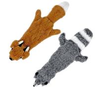 2-in-1 Stuffless Squeaky Dog Toys with Soft, Durable Fabric for Small, Medium, and Large Pets by Best Pet Supplies - No Stuffing for Indoor Play, Fox, Raccoon, size S