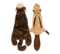 2-in-1 Stuffless Squeaky Dog Toys with Soft, Durable Fabric for Small, Medium, and Large Pets by Best Pet Supplies - No Stuffing for Indoor Play, Monkey, Squirrel, size M
