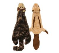 2-in-1 Stuffless Squeaky Dog Toys with Soft, Durable Fabric for Small, Medium, and Large Pets by Best Pet Supplies - No Stuffing for Indoor Play, Monkey, Squirrel, size L