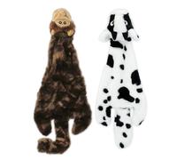 2-in-1 Stuffless Squeaky Dog Toys with Soft, Durable Fabric for Small, Medium, and Large Pets by Best Pet Supplies - No Stuffing for Indoor Play, Cow, Monkey, size L