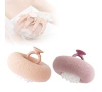 2 in 1 Sunflower Bath Ball,Exfoliating Bath Sponge Cleaning Brush with Suction Cup for Women Men (2PCS D)