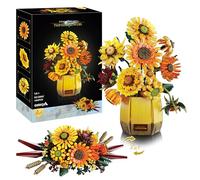2 in 1 Sunflower Flowers Bouquet Building Block Set with Vase - 1328PCS Botanical Collection Bricks Kit, Artificial Flowers for Home Decor, Gift for Women Birthday, Mother's Day