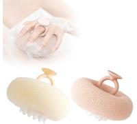 2-in-1 Super Soft Sunflower Bath Ball with Suction Cup, 2024 New Sunflower Bath Scrub Sponge Cleaning Brush, Sunflower Exfoliating Body Washer, Sponge Mesh Pouf Shower Ball (Beige + Pink)