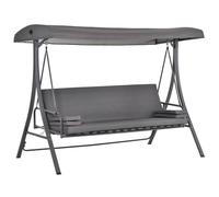 2-in-1 Swing Chair 3 Seater Bench Hammock Bed Adjustable Canopy Pillow, Grey
