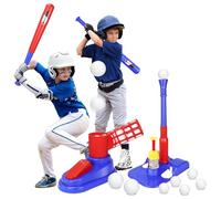 2 in 1 T Ball Sets, Tee Ball Set with 10 Balls, Step on Pitching Machine, Teeball Batting Tee, Baseball Sets Outdoor/Indoor Sport Gift Sets