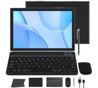 2 in 1 Tablet 10 inch Android Tablet Set, Tablets with Keyboard Case Mouse Stylus 6GB+64GB Supports 1TB Expansion 6000mAh battery 5G-WiFi WIFI6 10.1" Touch Screen 8MP Dual Camera Tab, BT Tableta PC