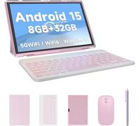 2 in 1 Tablet with Keyboard Case Mouse Stylus, 10 inch Tablet Android 14 Tablets PC, 6GB RAM+32GB ROM Support 1TB Expandable, 6000mAh Battery IPS 10.1" Tab 2MP+8MP Dual Camera WiFi-6 Bluetooth Tableta