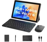 2 in 1 Tablet with Keyboard, 10 inch Android 11 Tablet, 6GB RAM+128GB ROM+1TB Expandable Tablet, 1.8GHz Quad-core Processor, 5G WiFi 6 BT 5.0 Tablets with Mouse| Case| Stylus, 1280*800 IPS Touchscreen