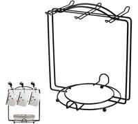 2 In 1 Tea Cup Holder Stands With Saucer Holder Stainless Steel Mug Tree Rack For 6 Mugs Metal Wire Coffee Cup Rack For Cafe Kitchen Counter Black