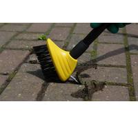 2 In 1 Telescopic Patio And Paving Brush Carbon Steel Head For Heavy Duty Cleaning