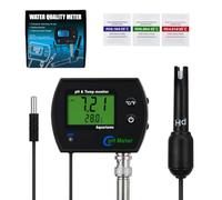 2 in 1 Temperature & pH Meter, High-Precision pH Tester, PH Monitor with Replaceable BNC Probe, 0.00~14.00pH Measurement Range, ATC, Backlit Display and °C/°F for Fish Tank, Hydroponics & Pools