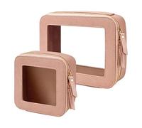 2 in 1 Textured Toiletry Bag with Simple Fastening Great for Trips and Daily Commute Double Slide Cosmetic Case, B, Mass Beauty