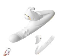 2-in-1 Thrusting Dildo Detachable Rabbit Vibrator with Heating, App Controlled Dual Motor G Spot&Clitoral Stimulator, 10 Vibration Swing Sucking Vibrating Silicone Dildo, Sex Toys for Couples (White)