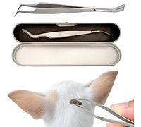 2 in 1 Tick Removal Tool - Tick Removal Tweezers Stainless Steel Pet Chisel Remover Tick Removal Tool with Storage Box Ticks Tip Twister Clip Box Tick Twister Head Body Pet Supplies for