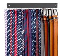 【2 in 1】 Tie Organizer Belt Organizer Wall Mounted, Space Saving Tie Rack Belt Hanger for Closet with 20 Storage Hooks, Belt Tie Holder for Closet Organizer Storage