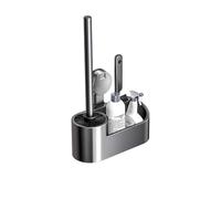 2 in 1 Toilet Brush and Holder Set,Hidden for Toilet Brush Set with 1 Crevice Cleaning Brush,Suction Cups Cleaning Caddy for Storage and Organization,Bathroom Cleaning Tools (1)