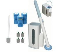 2-in-1 Toilet Cleaning Kit: Disposable Toilet Brush with 24 Refills & Pumice Stone Scrubber with 4 Stones. Wall Mounted Holder, No-Touch Cleaning for Toilet, Sink, Bathtub, Grill & Pool