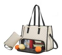 2 in 1 Tote Bag Lunch Bag Combo, Lunch Bag for Women, 15.6 in Insulated Lunchs Bags Work Tote for Women, Large Capacity Computer Handbags,for Business and Work (Beige)